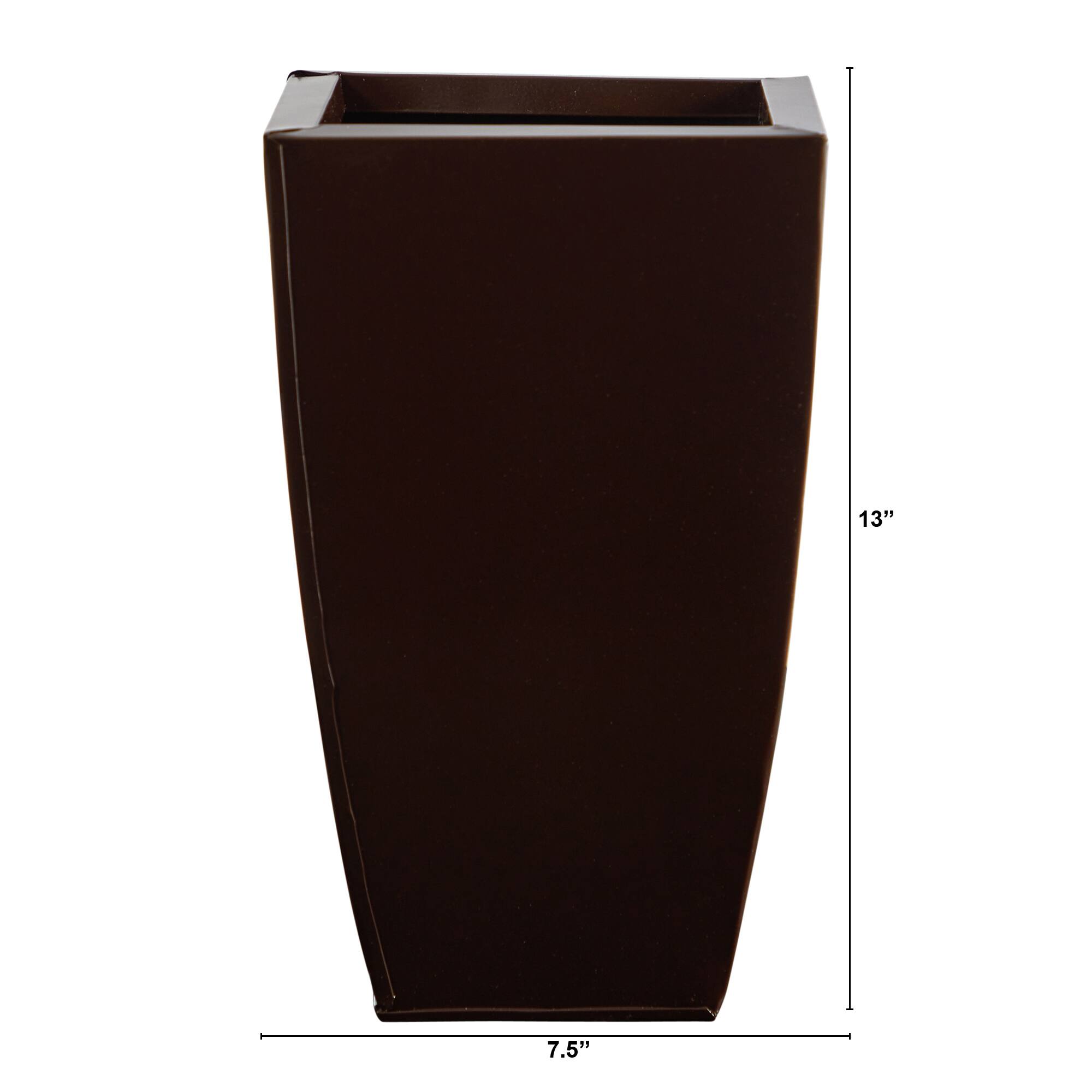 13" Bronze Tapered Square Metal Planter